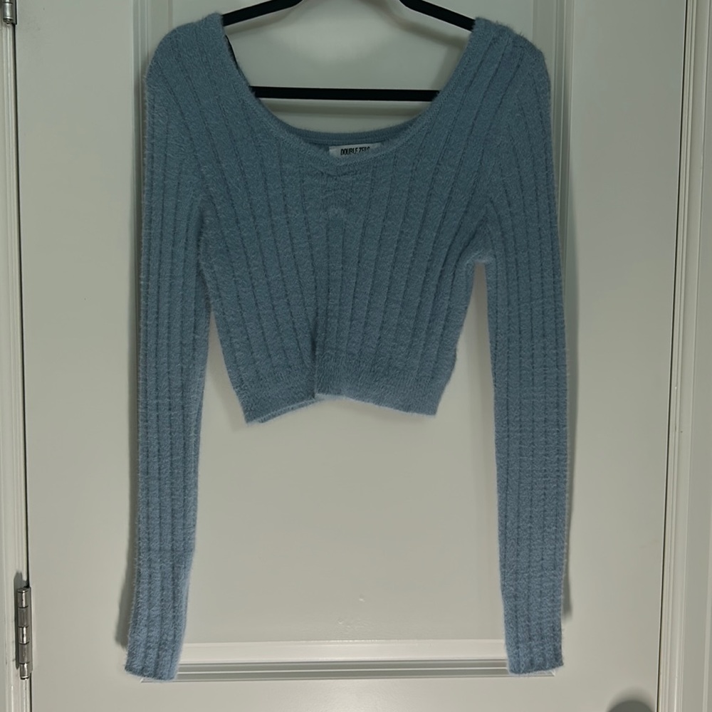 Blue crop sweater size large